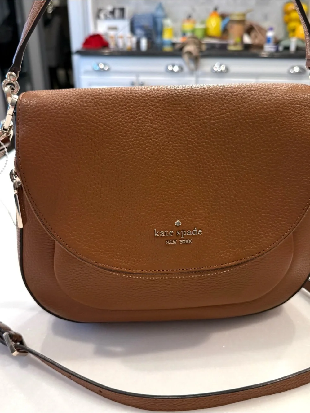 Kate Spade Leila Medium Flap Shoulder / Crossbody Bag Warm Gingerbread NWOT